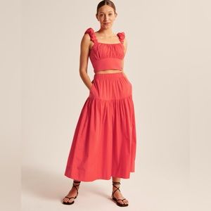 Abercrombie Poplin Set in Red XS